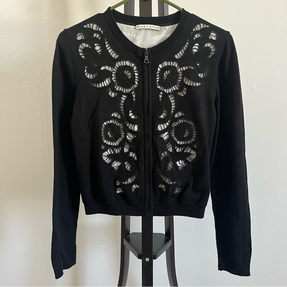 Alice + Olivia Jackets & Blazers - Alice + Olivia Black Embroidered Bomber Jacket